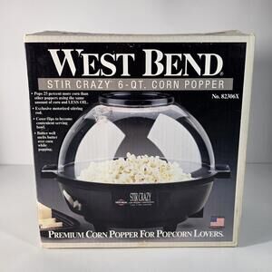 Vintage West Bend Stir Crazy 6 qt Corn Popper Popcorn Maker 82306X USA